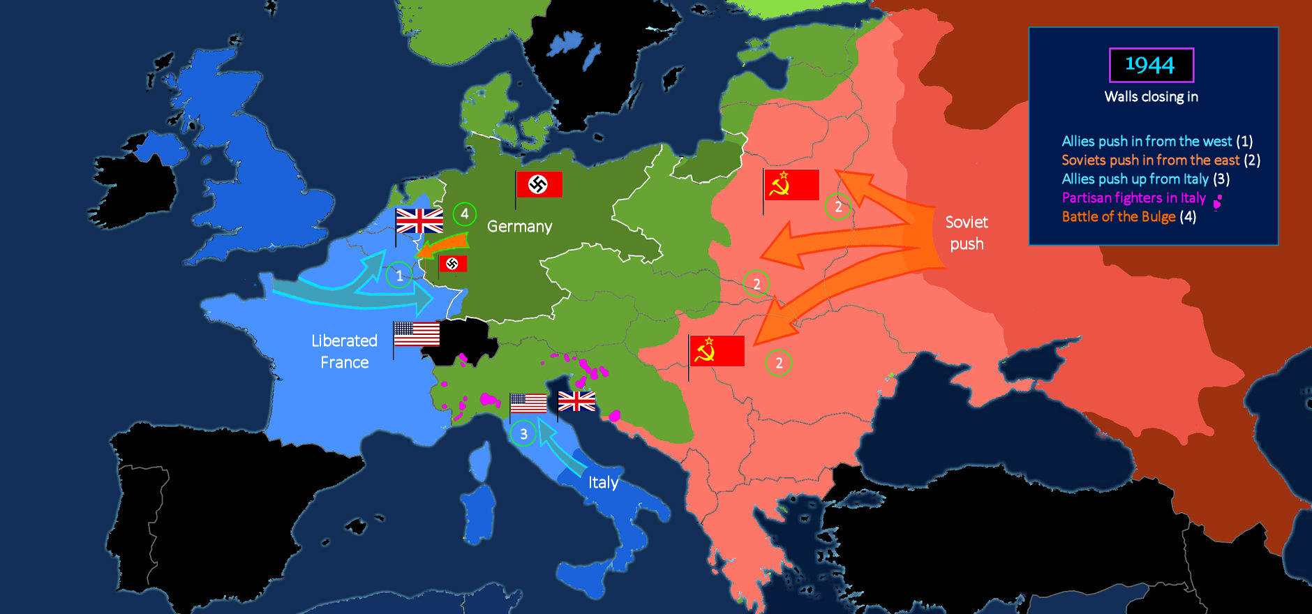 Last-ditch Battle of the Bulge, 1944, map